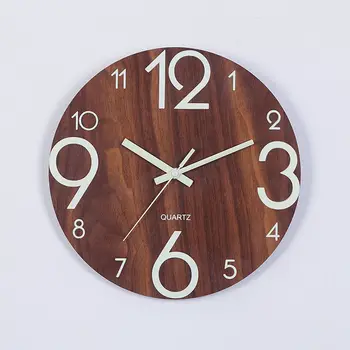 

Luminous Clocks Creative Clocks Mute Wall Clock Living Room Quartz Clock Bedroom Wood Grain Wall Charts Wall Clock Modern Design