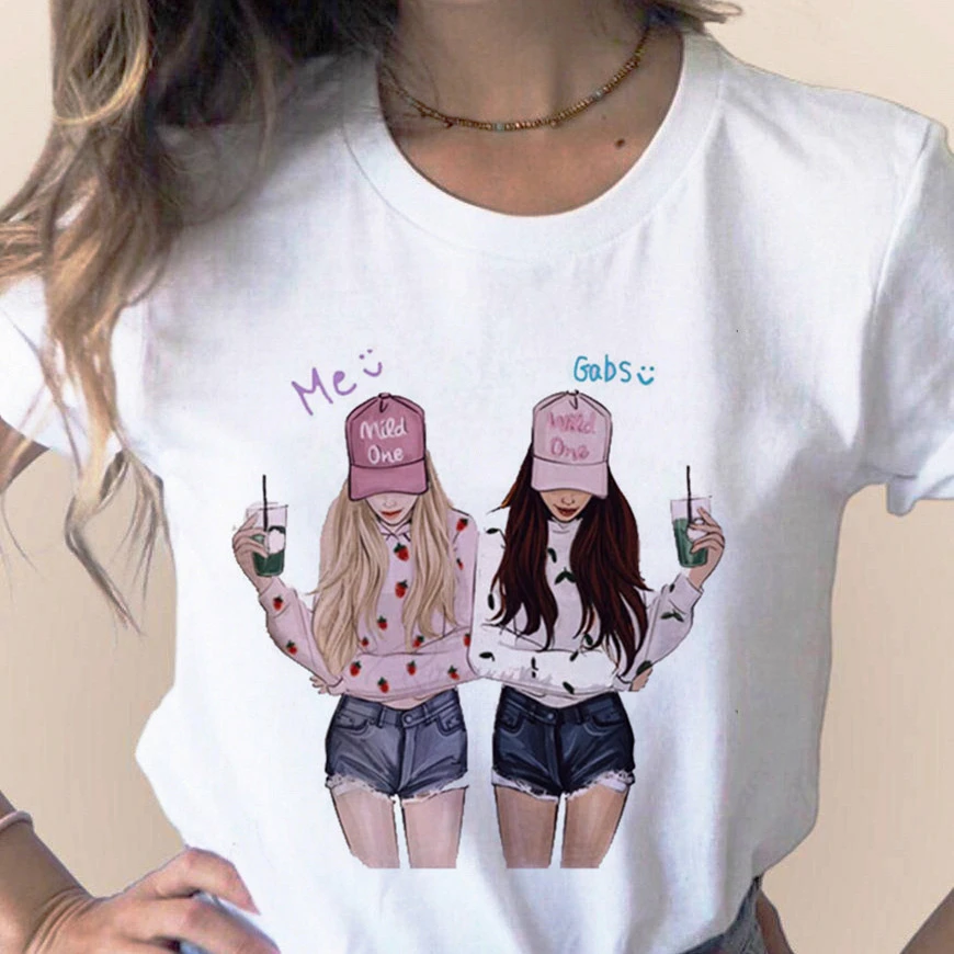 Camiseta Divertida De Amigos Para Tops De Dibujos Animados, Camisetas Harajuku De Manga Corta, Camisetas Para Mujer, Camisetas Para | coroadefloresbrasil.com.br