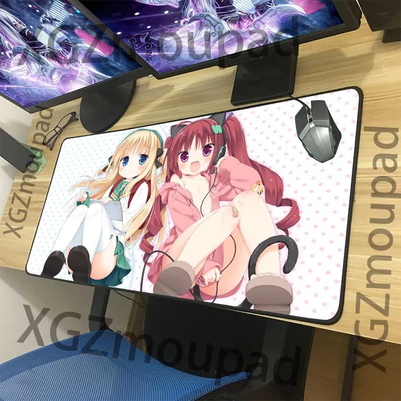 XGZ Large Mouse Pad Black Lock Edge Anime Sexy Loli Computer Table Mat Speed Rubber Non-slip for Lo
