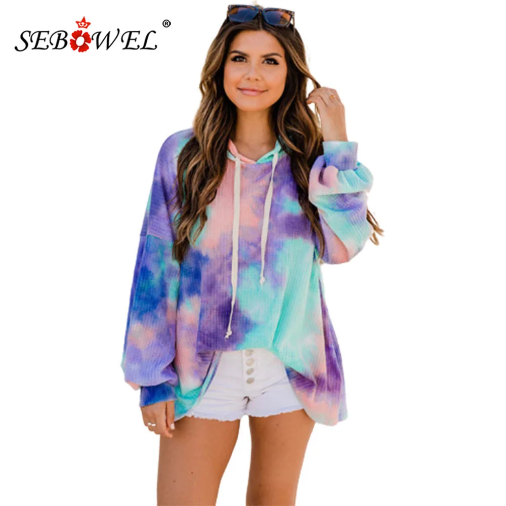 

SEBOWEL Fashion Women's Autumn Tie-dye Print Oversized Pullovers 2020 Spring Female Casual Loose Style Hoodie Sweatshirts S-XXL