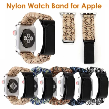 

550 Paracord Lifesaving Wristband for Apple Watch Band 42mm 44mm Bracelet Nylon Velcro Sports Strap for iWatch Series 5 4 3 2 1