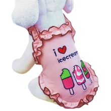 Триммер для стрижки небольших собак Футболка Собака кот Милый принт "мороженое" Хлопковая футболка Летняя одежда для детей платье-майка XS-L модная одежда для домашних животных