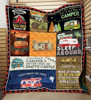 

Green Camp Bus 3D Digital Printed Quilt Camper Happy Cartoon Bedspread Summer Quilt Blanket Comfortable Aircondition Quilt