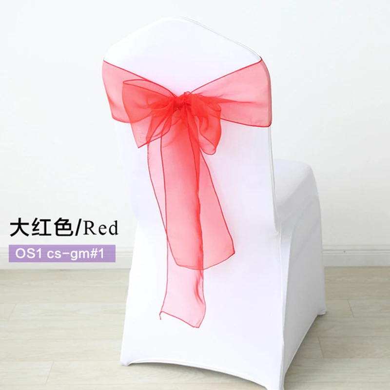 50pc Set 275x18cm Sheer Organza Red Chair Sashes Event Ceremony