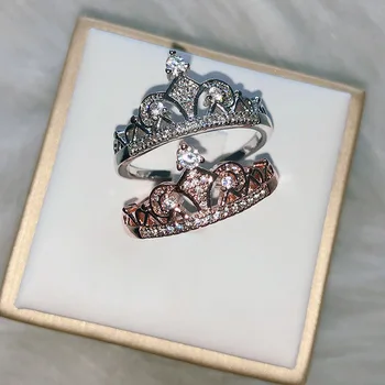 

Classic Zircon Crown Wedding Ring Fashion Simple Feminine Valentine's Day Gift