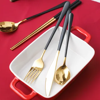 

Spklifey Cutlery Set Gold Spoon Set Dinnerware Stainless Steel Spoon Fork Spoon Tableware Kitchen Spoon and Fork Dinnerware Set