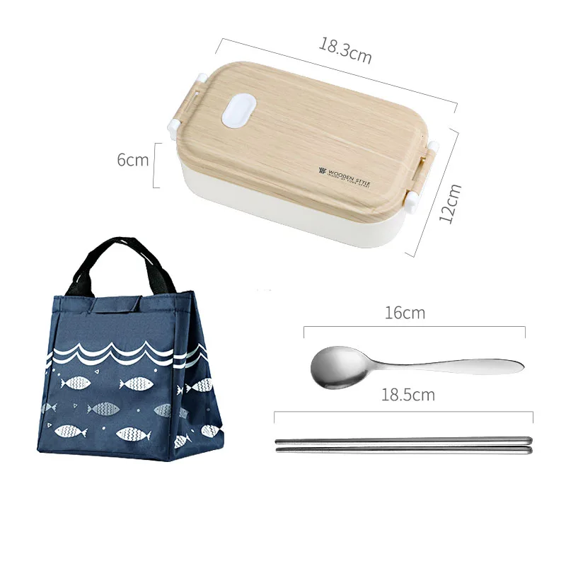 800ml With Bag Японский деревянный Bento Box из нержавеющей стали Ланч-бокс для детский пищевой контейнер для хранения Портативный школьный для пикника+ сумка 800 мл 1600 мл - Цвет: 800ml With Bag