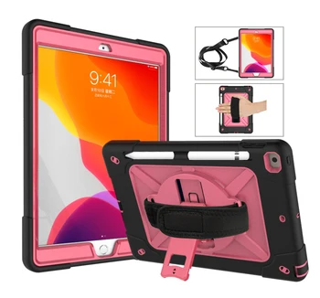 

10.2" Silicon Tablet Cober for Ipad 10.2inch 2019 Tablet Case Shockproof Kids Safe Silicon Hybrid Stand Cover With Lanyard