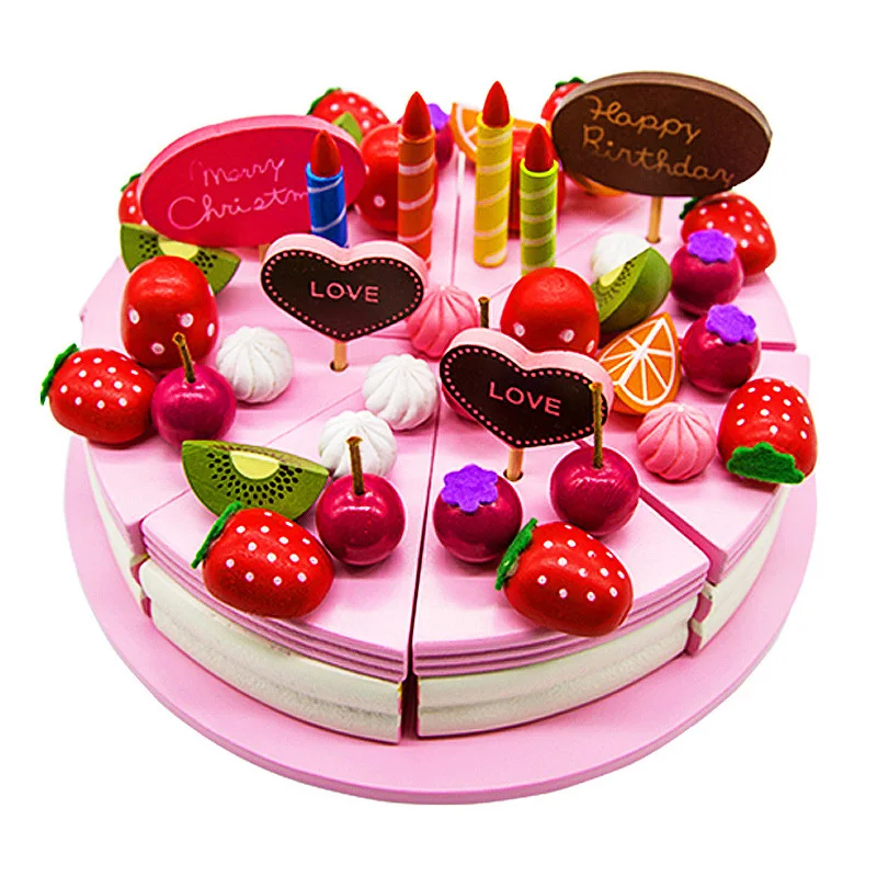 New 1 Set Pretend Play Toys Kitchen Set Cream Cake Cutting Wooden Toys Magnetic Children Cognitive Puzzle Educational D113