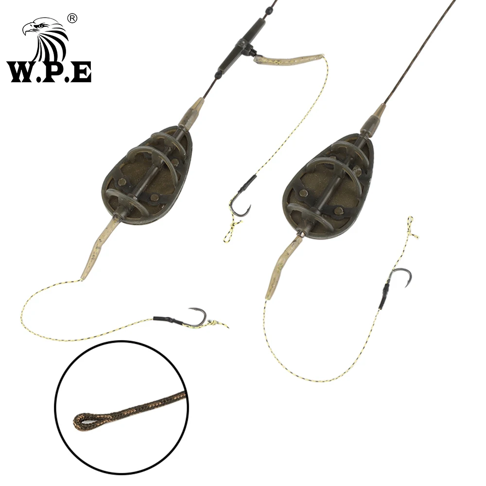 W.P.E Carp Fishing 1pcs 40g-80g Method Feeder Rig Hair Europe