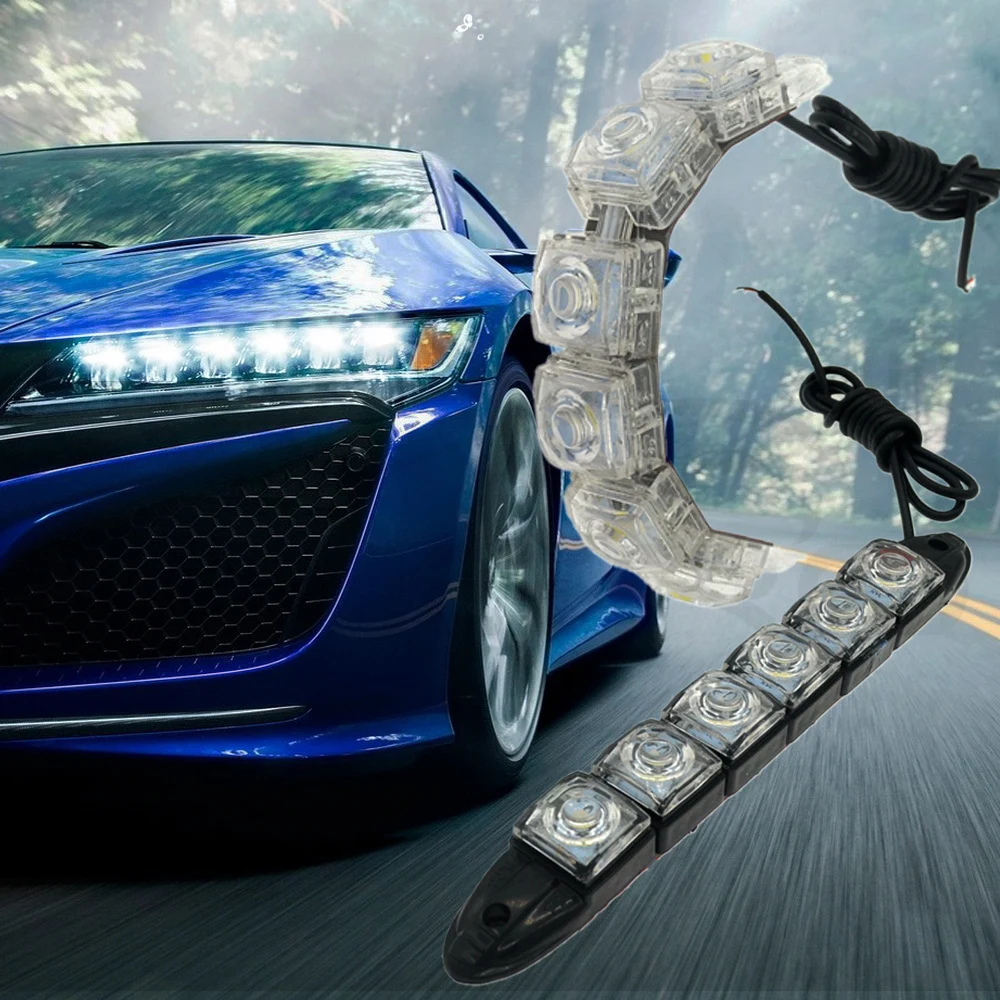 Hviero Car Styling DRL Daytime Running Lights 6LED White Waterproof Bright Flexible Driving Fog Bulb Warning Lamp DC 12V Auto Led