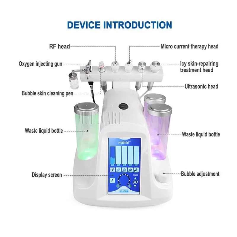 Маленький пузырьковый вакуумный инструмент для очистки лица Гидро Вода кислородный очиститель пор машинка для массажа лица Уход за кожей био RF Лифт