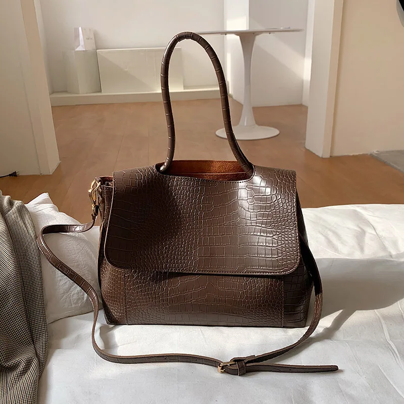 Dissona women's handbag crocodile pattern one shoulder big bag genuine leather  bag 8123a03211b00 - AliExpress