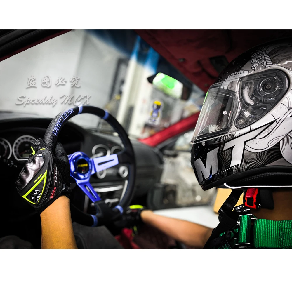 Spceddy MCX Universal 14 inch (350mm) 표류 레이싱 스티어링 휠 PVC 가죽 Sport 스티어링 휠 Red 스포크 Mo20S02191-25