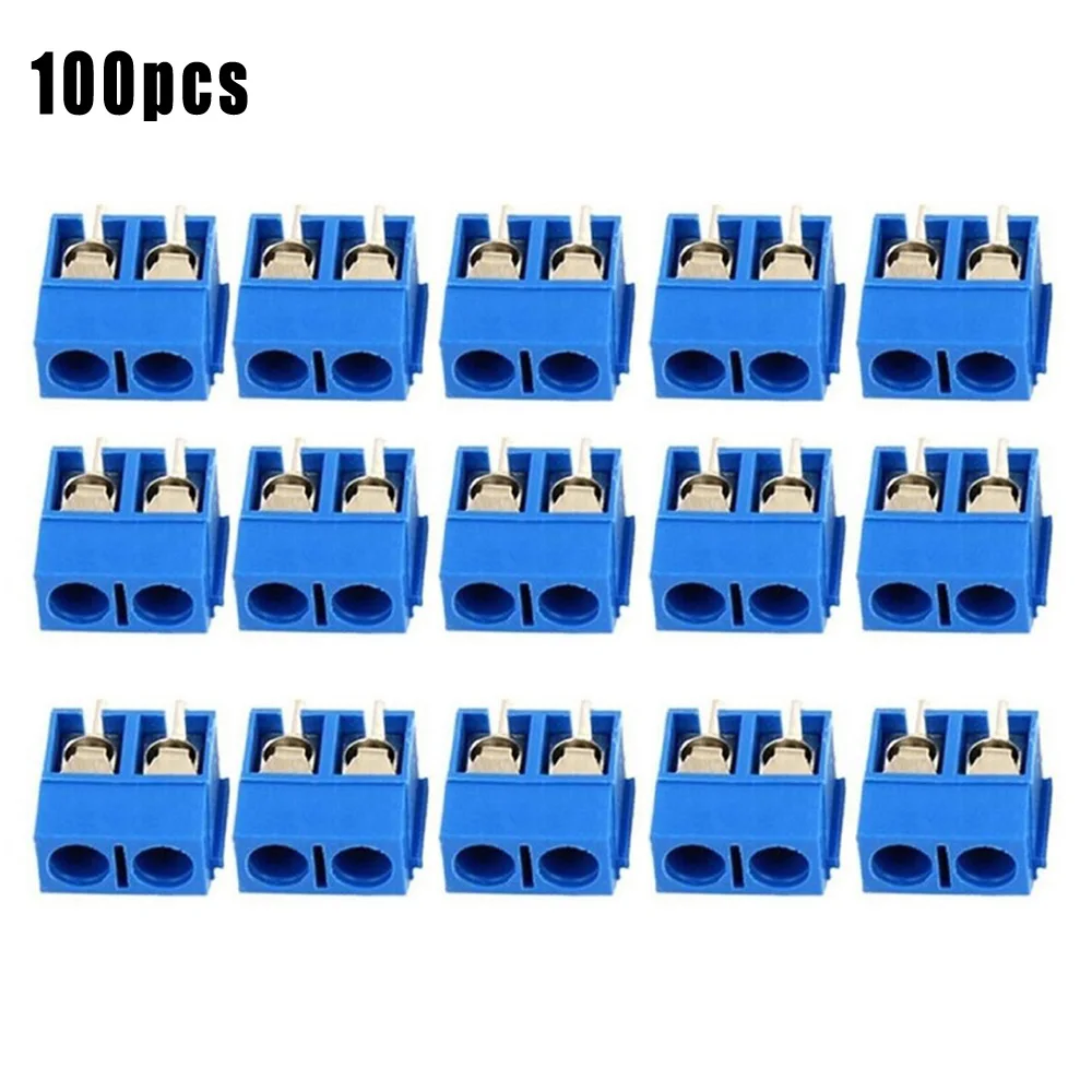 

100pcs Blue KF301-2P 5.08mm 3 Pin Connection Terminal Screw Connector Supplies