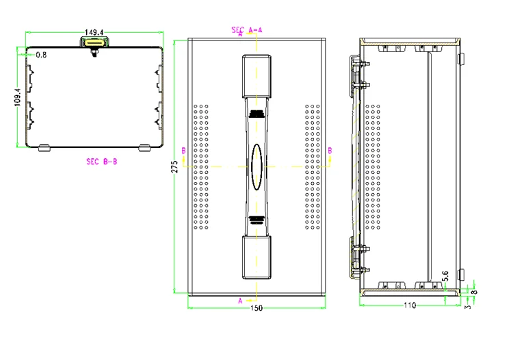 Eisen elektronik projekt box diy schrank junction box Handheld metall desktop gehäuse elektrische panel box 275*150*110mm – Detail 2