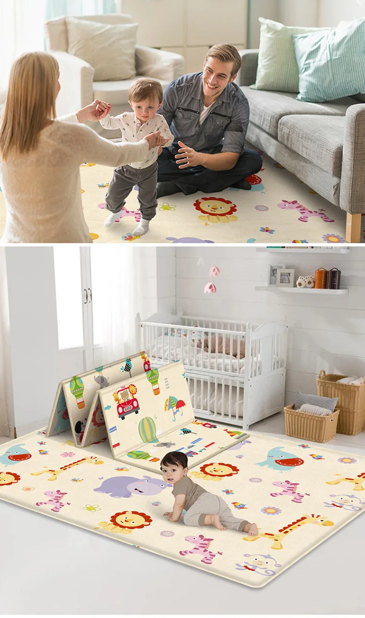Tapis De Jeu Bébé 180x120cm - Mousse Souple Réversible, Motifs Ferme Et Alphabet, Imperméable, Pliable