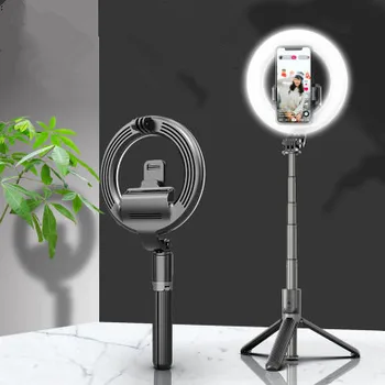 

4 In 1 Selfie Ring Licht Draadloze Bluetooth Selfie Stok Mini Statief Handheld Uitschuifbare Selfie Stok Met Afstandsbediening