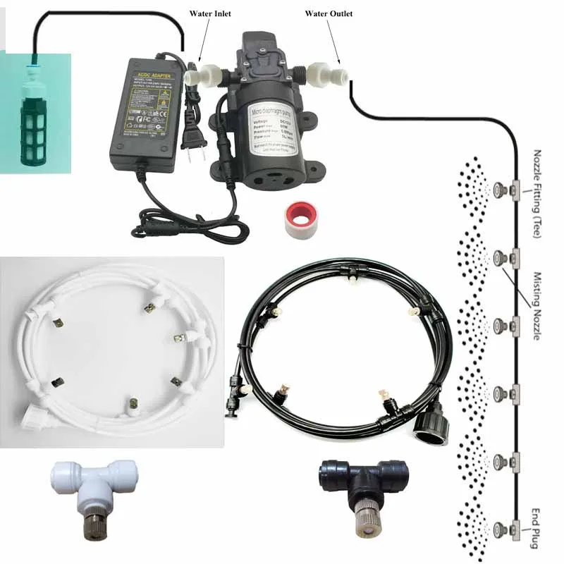

Electric Sprayer Micro Pump 12V 60W Garden Water Misting Fog Machine For Flowers Plant Greenhouse Cooling Humidification