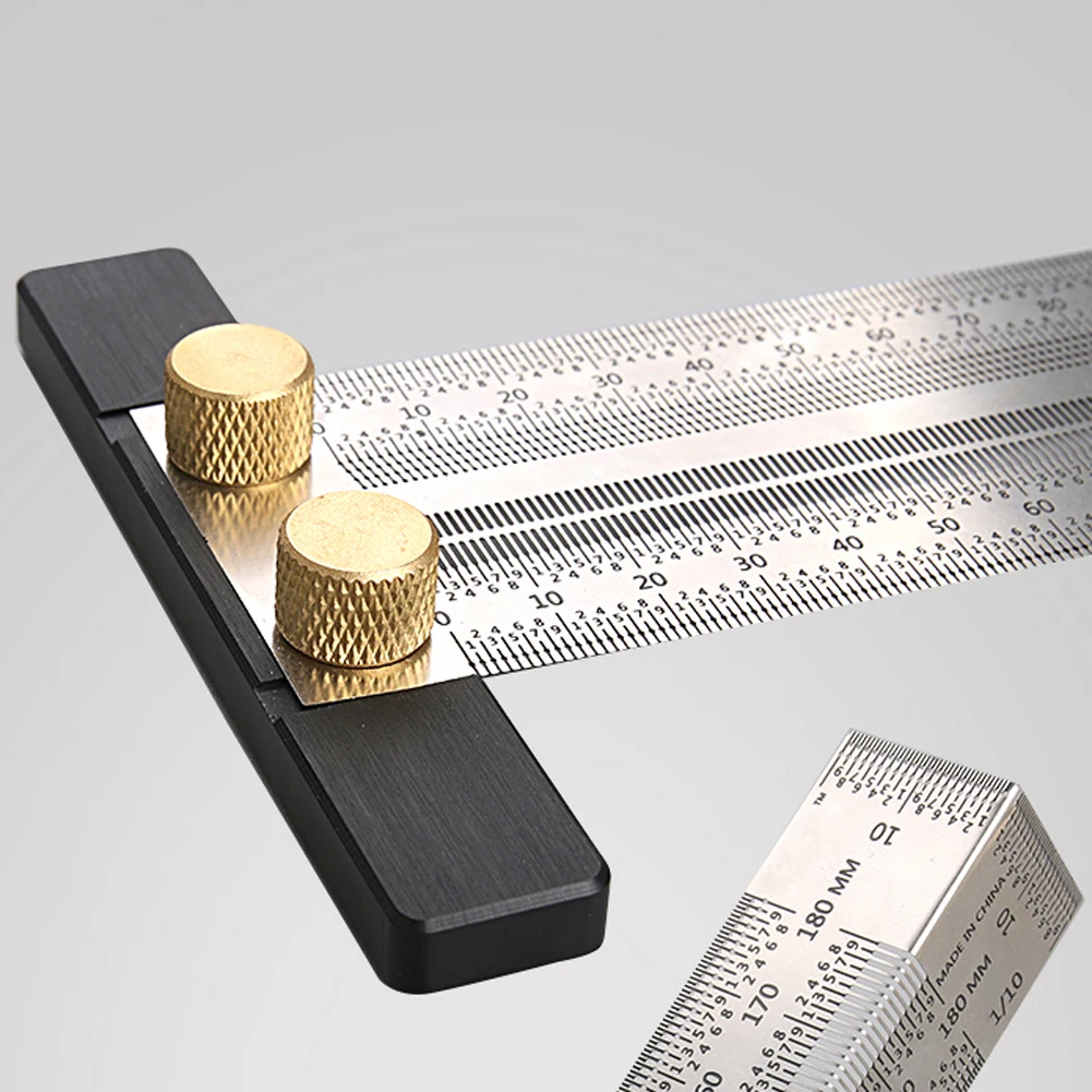 

Woodworking Scale Ruler Measurement Tool Stainless Steel Hole Ruler Mark Line Gauge Carpenter Measuring Tools
