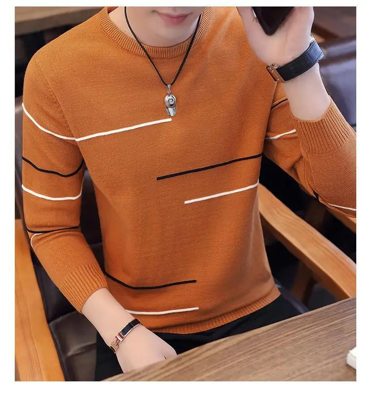 brand social cotton thin men pullover sweaters casual crocheted striped knitted sweater men masculino jersey clothes