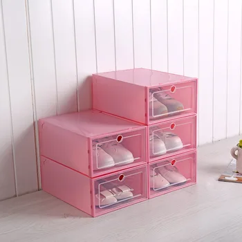 

3Pcs Shoe Boxes Drawer Transparent Organizer Cute Shoe Storage Box Rectangle Container Thickened Shoe Box Plastic Shoe Organizer