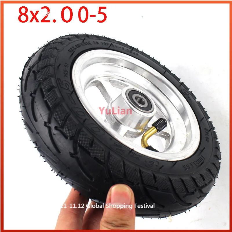 

8x2.00-5 DIY tubeless wheel tyre with alloy hub ,bearing inner diameter 12mm for KUGOO S1 S3 Electric Adult Scooter