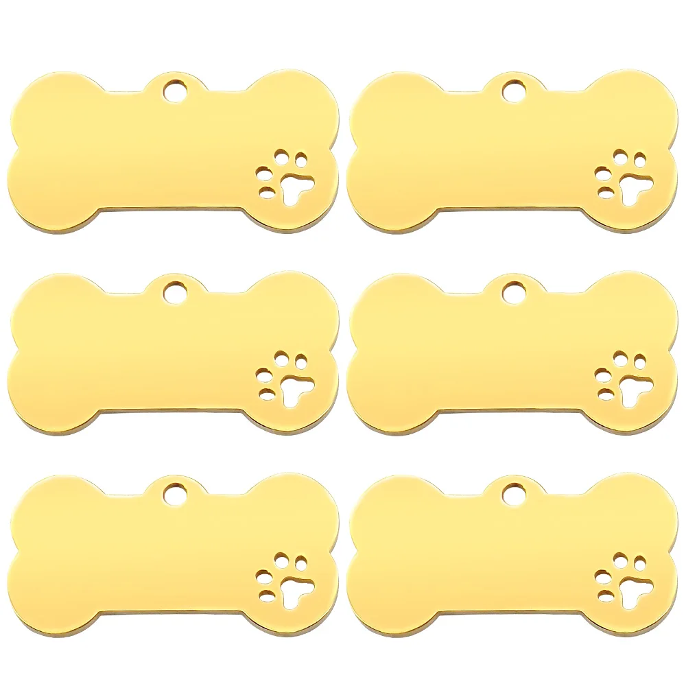 Wholesale 20Pcs Personalized Collar Stainless Bone Pet ID Tag Engraved Pet ID Name Puppy Dog Tag Pendant Bone Pet Accessories