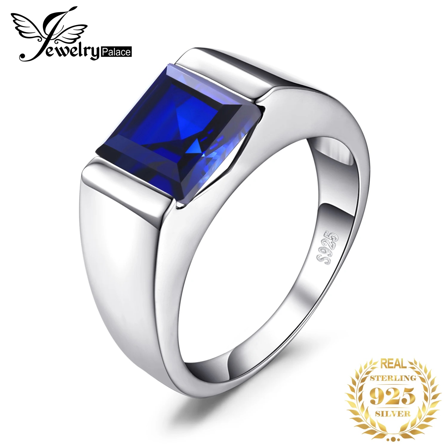 Lex & Lu Sterling Silver Stackable Expressions Created Sapphire Three Stone Ring LAL7922