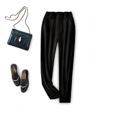 SHUCHAN Women Pants Polyester Spandex Viscose Ankle-Length Pants Pencil Pants Winter Office Lady Elastic Waist Korean Style