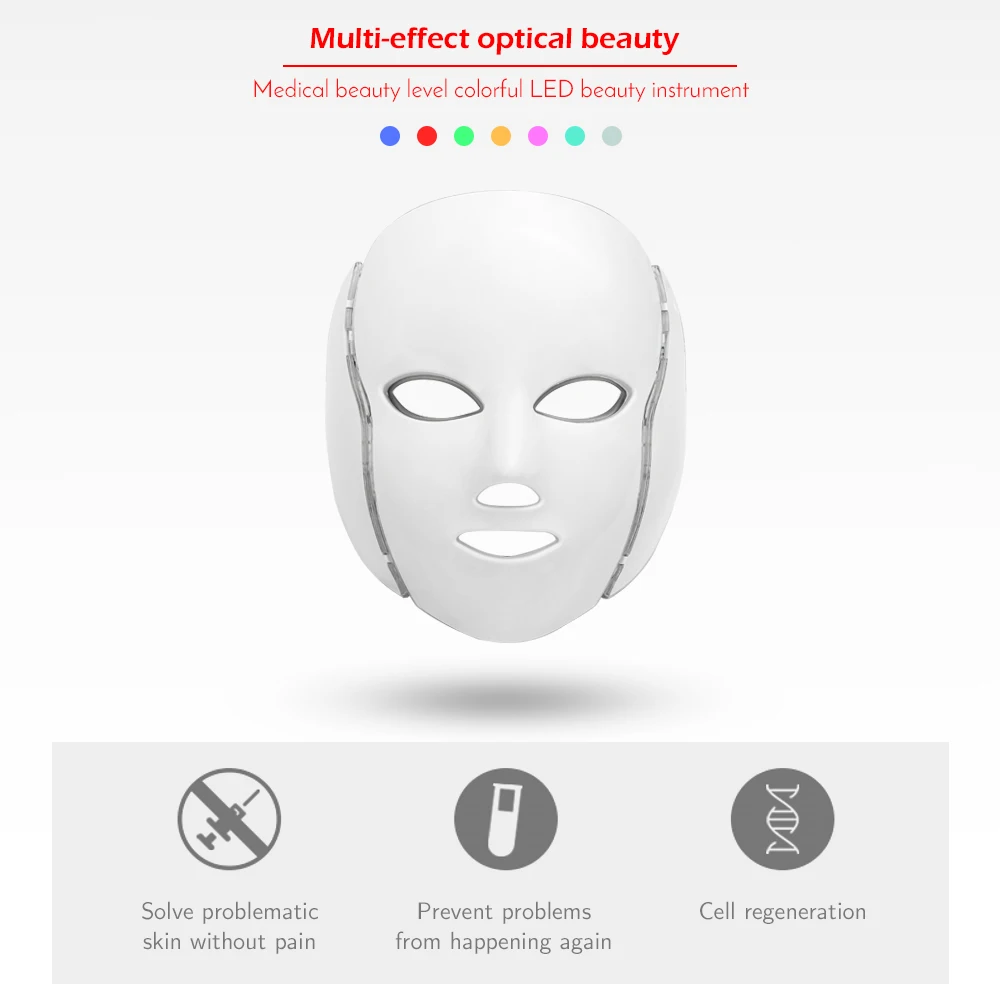 7 Color Led Facial Light Face Mask With Neck Skin Rejuvenation Tighten Acne Anti Wrinkle Beauty Treatment Korean Photon Spa Home 3