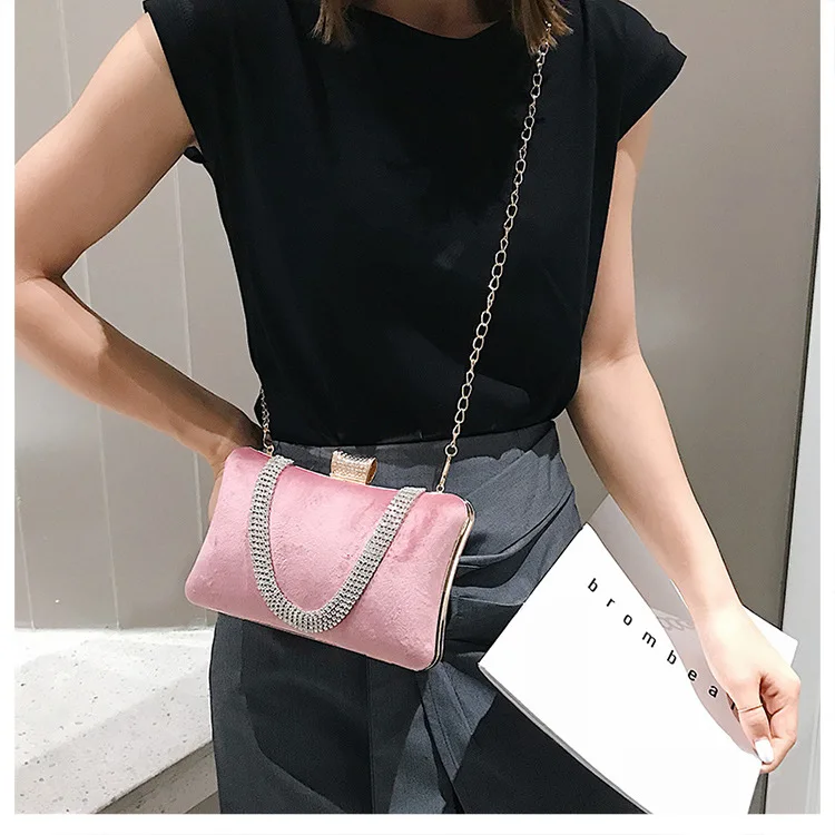 

2019 new small square bag rhinestone shoulder slung women's bag