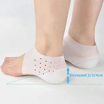 

1 Pair Unisex Invisible Height Lifting Increase Silicone Foot Socks Insoles Height 2cm Silicone Gel Pads In Socks Protect Heel