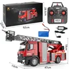 22-CH Simulation Ladder Fire Truck One Key Spray Water 270 Degree Rotation Console Liftable Ladder 40Mins Sound And Light RC Toy 6