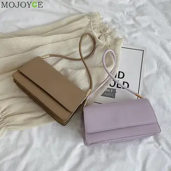 

Fashion Solid Color Handbag Women Portable Totes PU Leather Flap Underarm Shoulder Bags