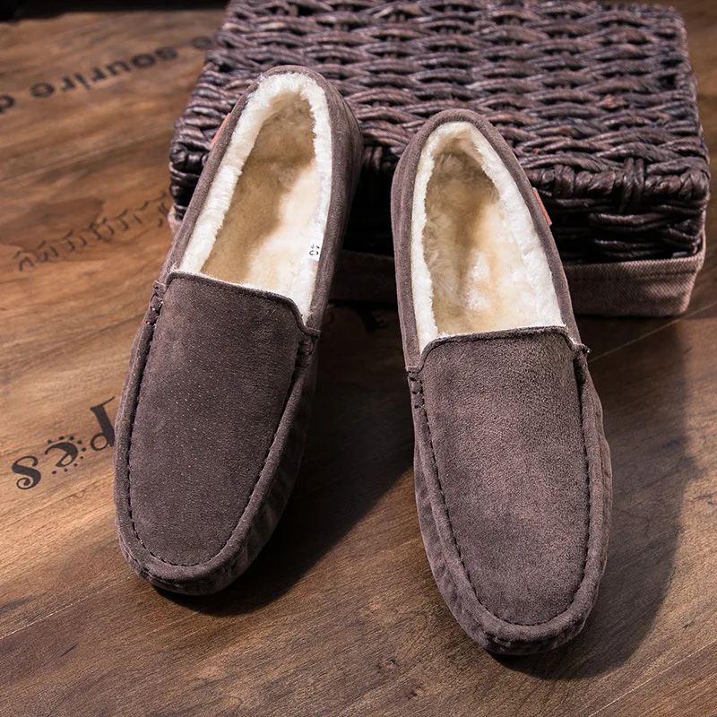 Leather Loafers Mens Casual Boat Shoes Moccasins Male Footwear Winter Flats Boots Slip on Leather Shoes Man Adult Luxury