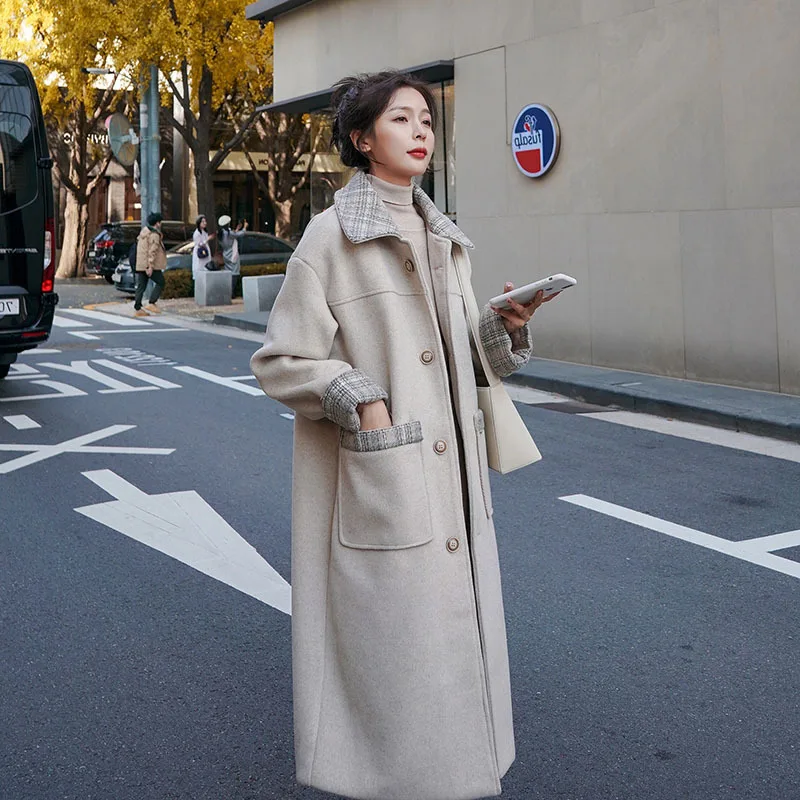 

Photo Shoot Woolen Coat Women's Mid-length British Style 2020 New Style Online Celebrity Celebrity Style plus Thick Cotton Woole