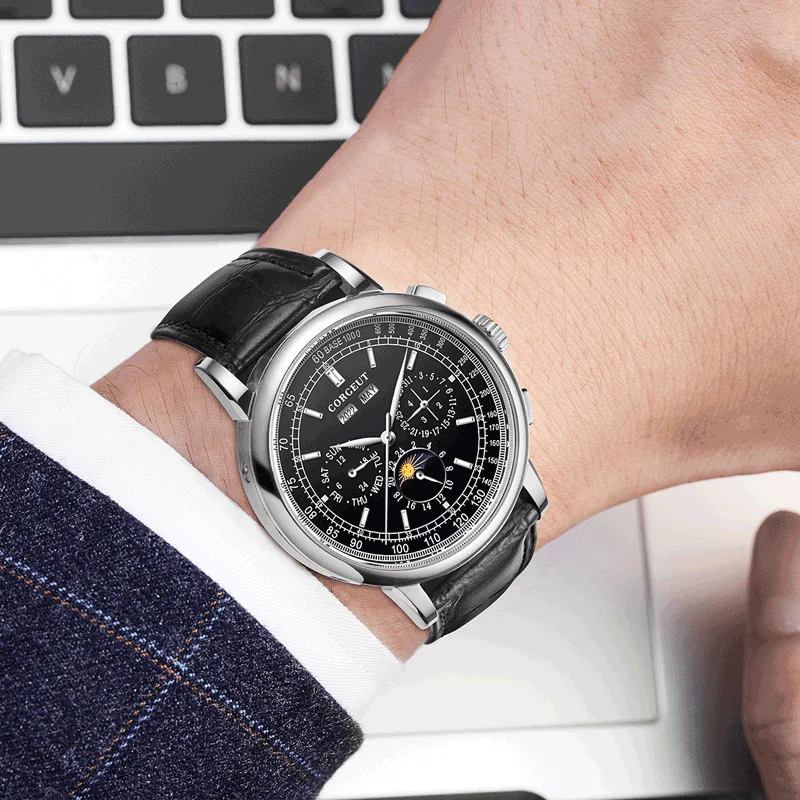 42m Relogio a prova de agua автоматические механические наручные часы Moon Phase мужские Montre Homme