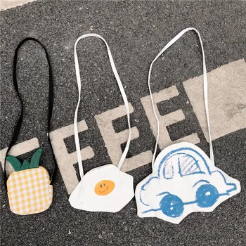 

Cotton Canvas Cartoon Car Egg Pineapple Girl Kid Mini Key Coin Phone Bag SBB910117