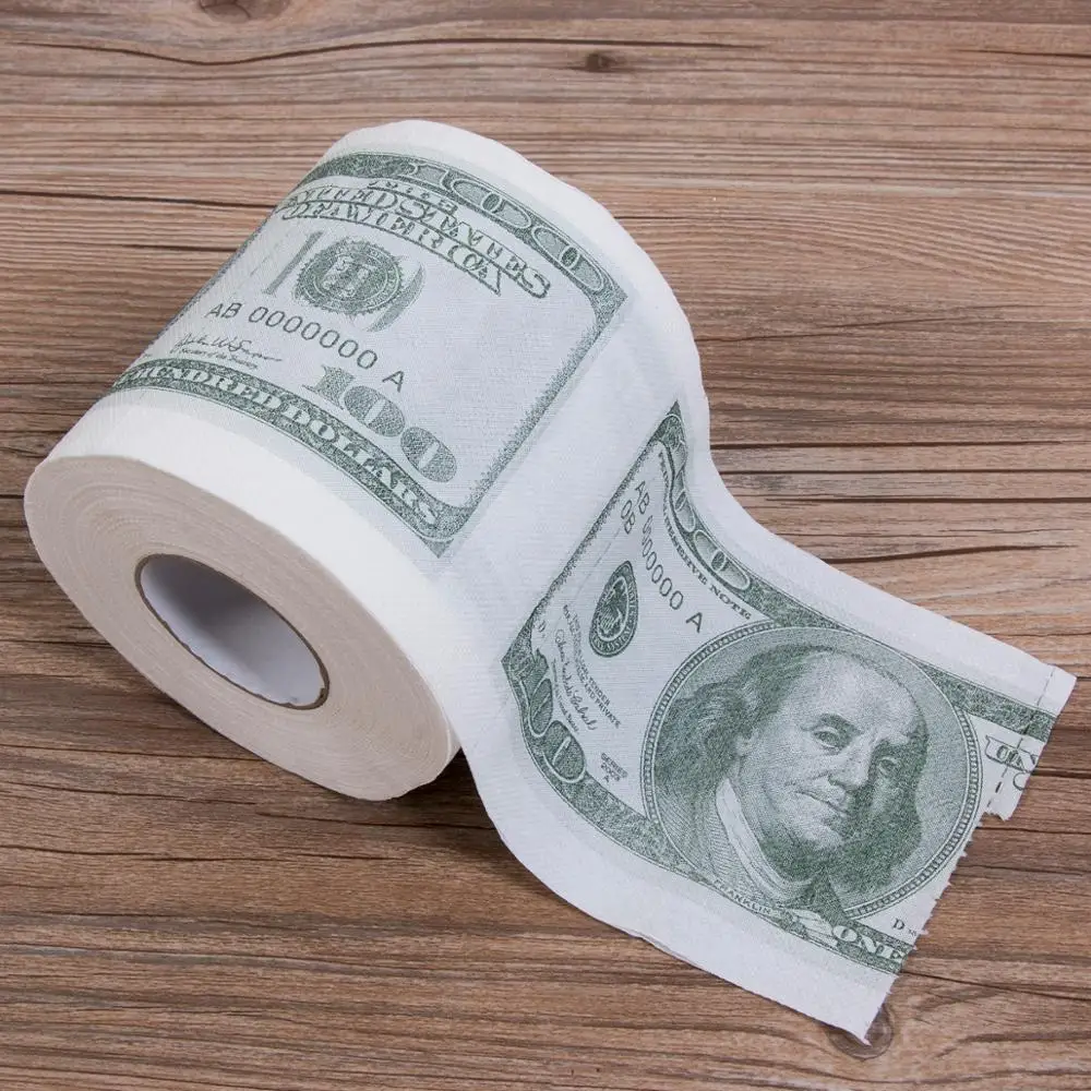 US $100 Dollar Bill Money Toilet Paper Printed Roll Tissue Humor Joke Party Gift Funny Gag Gift