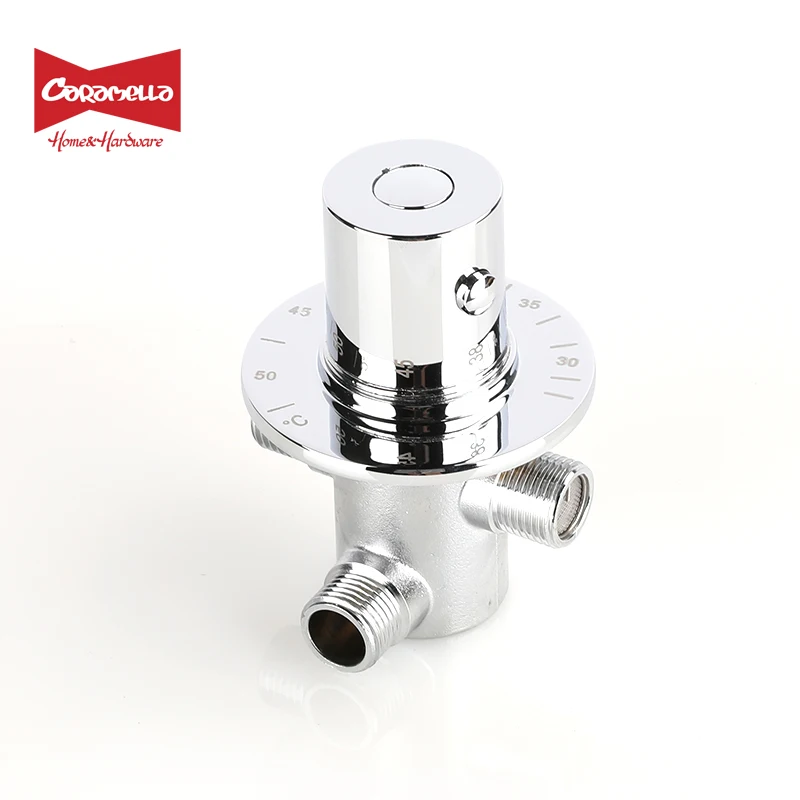 DN15 Solid Brass Thermostatic Mixing Valve Thermostat Faucet for Shower System Water Temperature Control Chrome Home Improvement