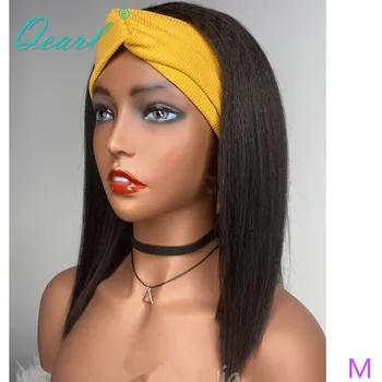 

Human Hair Wig Kinky Straight Headband Wigs Brazilian Remy Hair Machine Made Wig for Women 150% Qearl