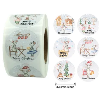 

500pcs 1.5Inch/38mm Pretty Colorful Christmas Sealing Label Sticker Santa Claus Holiday Festival Party Gift Decoration Packaging
