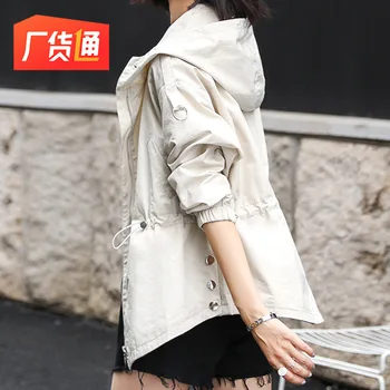 

Active Outdoor Exclusive Design Hooded Show Thin Overcoat Women Solid Short Version Fashion Simple Lightweight Spring Coat Women