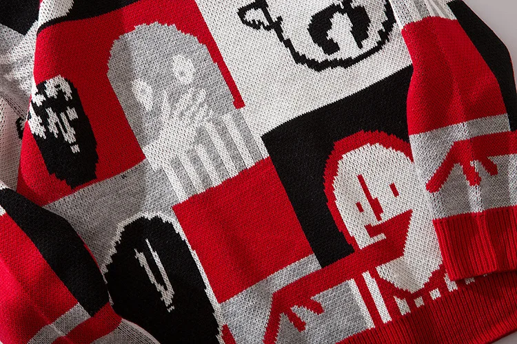 Осень мужской свитер с героями мультфильмов хип-хоп свитер хлопок свободный уличная негабаритный мужской модный пуловер