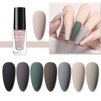 

BORN PRETTY Matte Nail Polish Morandi Pink Gray Series Texture Natural Air Drying Colorful Matt Nail Varnish for Design