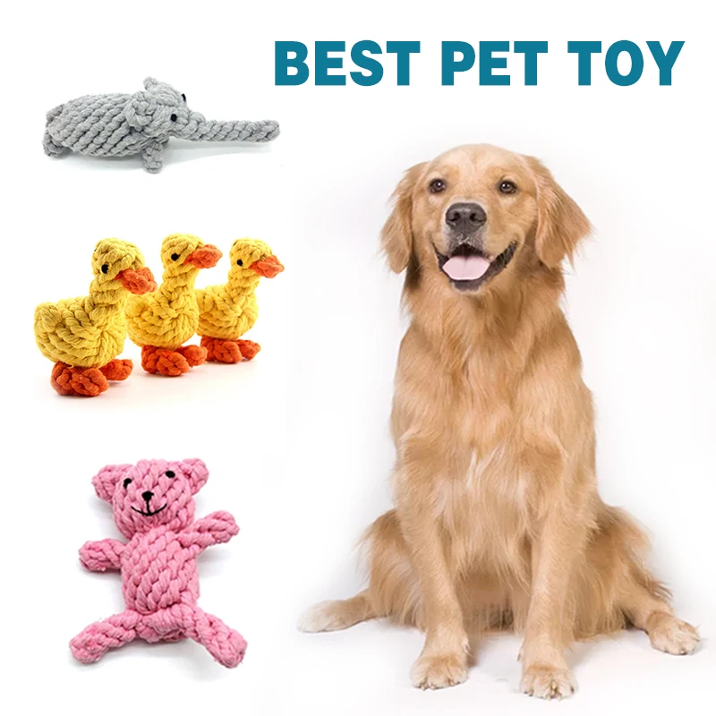 Pet Dog Toys Interactive Puppy Cotton Chew Toy Durable Braided Animal Soft Rope Non-toxic Dogs Clean Teeth Pet Molar Chew Toys
