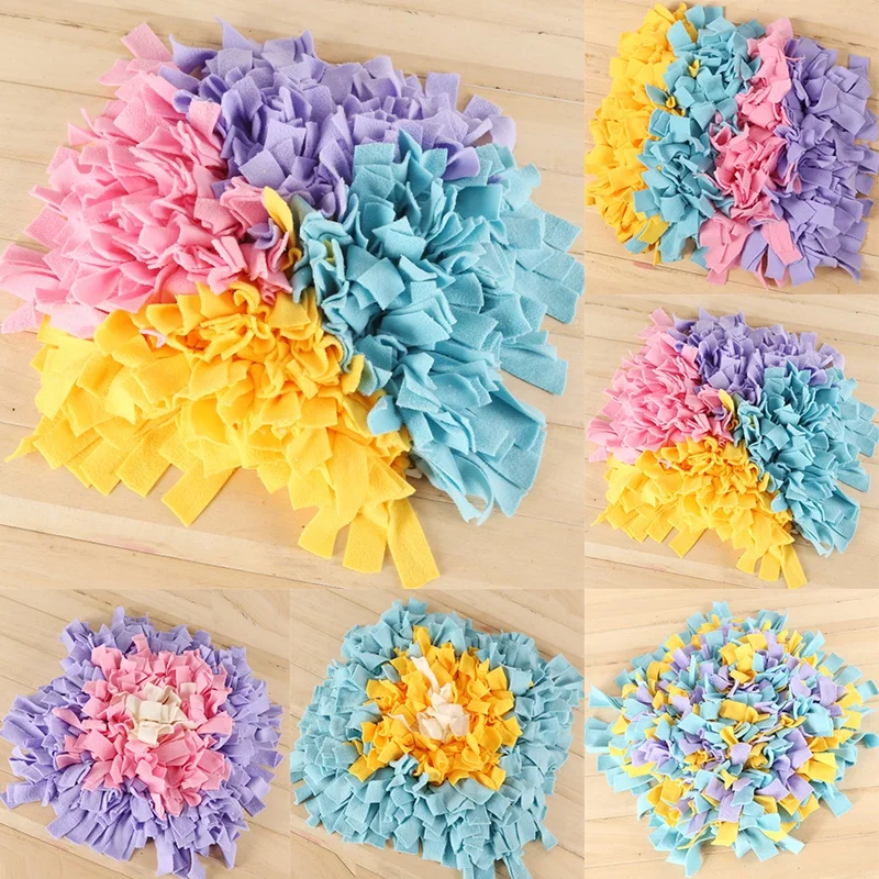 

Dog Snuffle Mat Hand Woven Dog Sniffing Pad Soft Pet Nose Work Smell Snuffle Mat Dog Training Feeding Foraging Skill Blanket 1kg