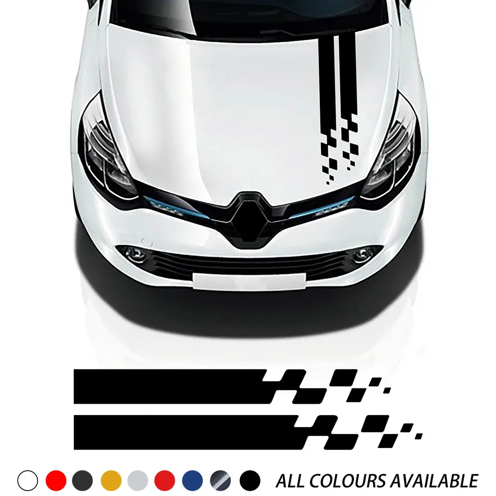 Стикер на автомобиль с полосками для гоночных капотов Спортивная наклейка Renault Megane Clio RS Captur Sandero Espace Twingo Scenic