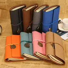 A6 Loose Leaf Paper Notebook Retro Strap Portable Bullet Journal Diary Planner Handbook PU Leather notebook paper high leather journal notebook mini stitched 80 x 105mm